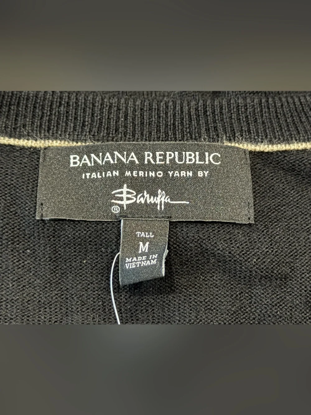 Banana Republic Men Medium Tall Black Baruffo Italian Merino000000000000000